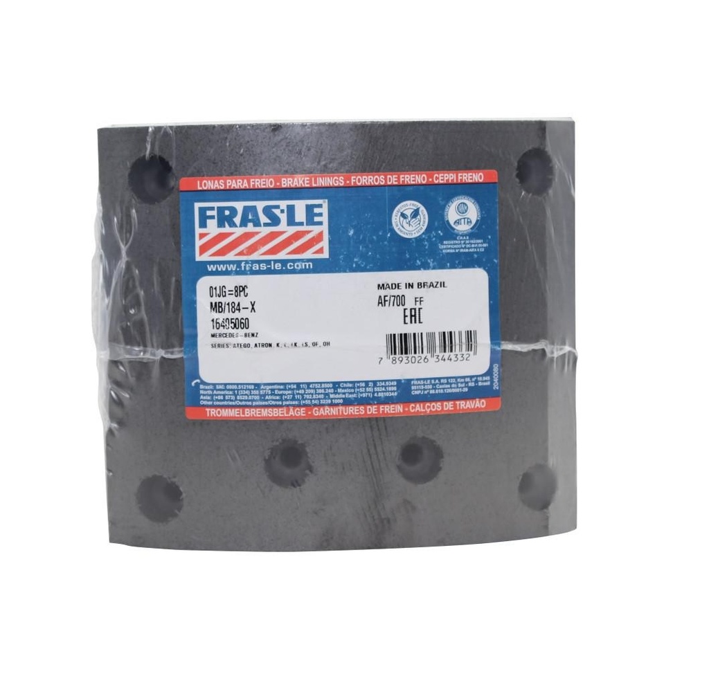 [MB/184-RA] [MB/184-RA] LINEA PESADA - CINTA FRENO SERVICIO PESADO - FRAS-LE - M.BENZ 1620-1634-1938-1315 ATEGO DELANTERAS ANCHO 162.5MM