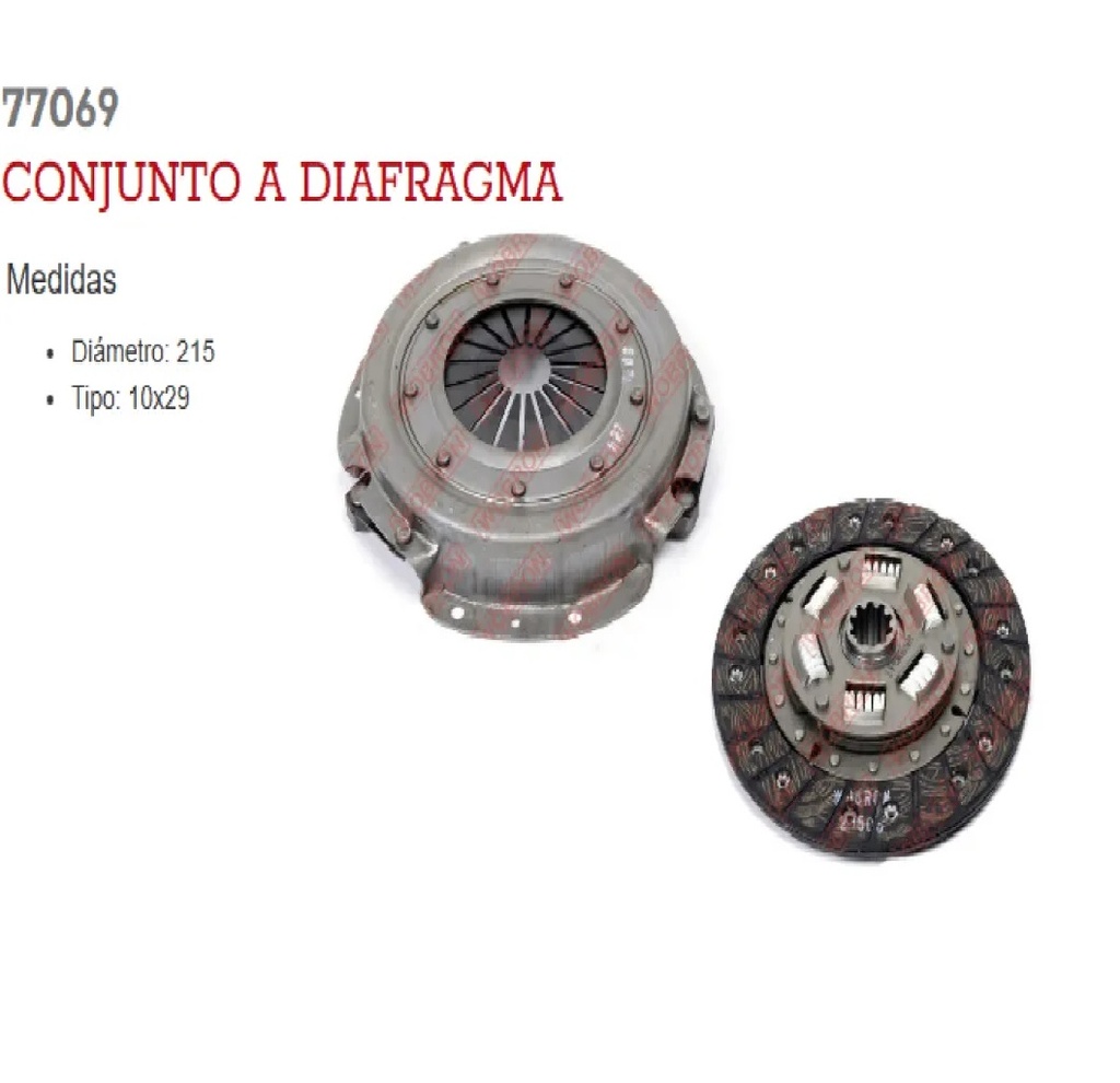 [WC69/64-77069] [WC69/64-77069] LINEA LIVIANA - KIT EMBRAGUE - WOBRON - PEUGEOT 504/505 215MM NAFTA CONJUNTO EMBRAGUE S/CRAPODINA