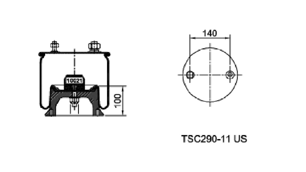 [2023] LINEA PESADA - FUELLES Y PULMONES SUSPENSION - NEUMACARG - FUELLE SELLADO TC280-390 USR TIPO 1 ESPA Y NIPLE A 140MM S/BASE