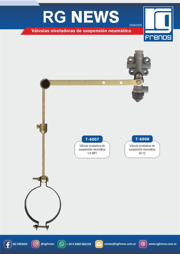 [T6008] [T6008] LINEA PESADA - REPUESTOS LINEA PESADA - RG FRENOS - VALVULA NIVELADORA SUSPENSION TIPO KNORR ROSCA 12MM